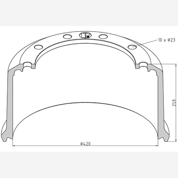 ΤΑΜΠΟΥΡΟ BPW 420x200/259mm 10X23